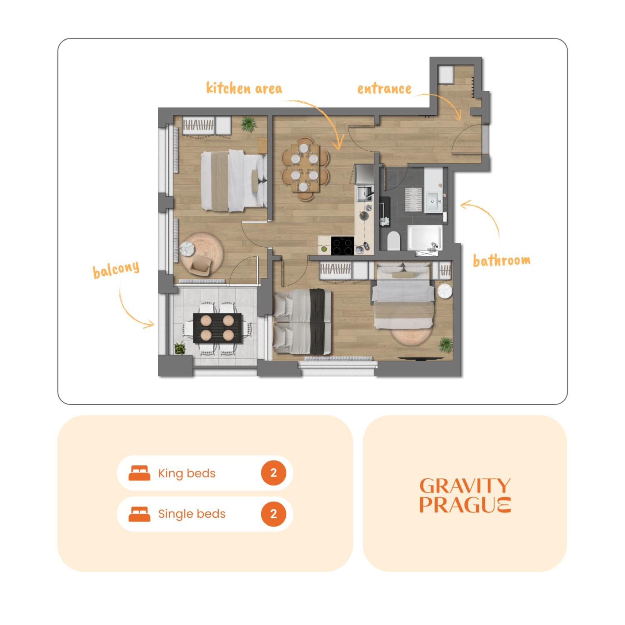 דירות Bright 2Br - 7Th Floor, Balcony, Free Parking By Gravity פראג מראה חיצוני תמונה